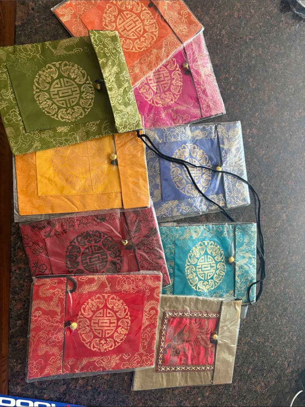 Lot 9 Chinese silk cross body purse new NIP many colors
